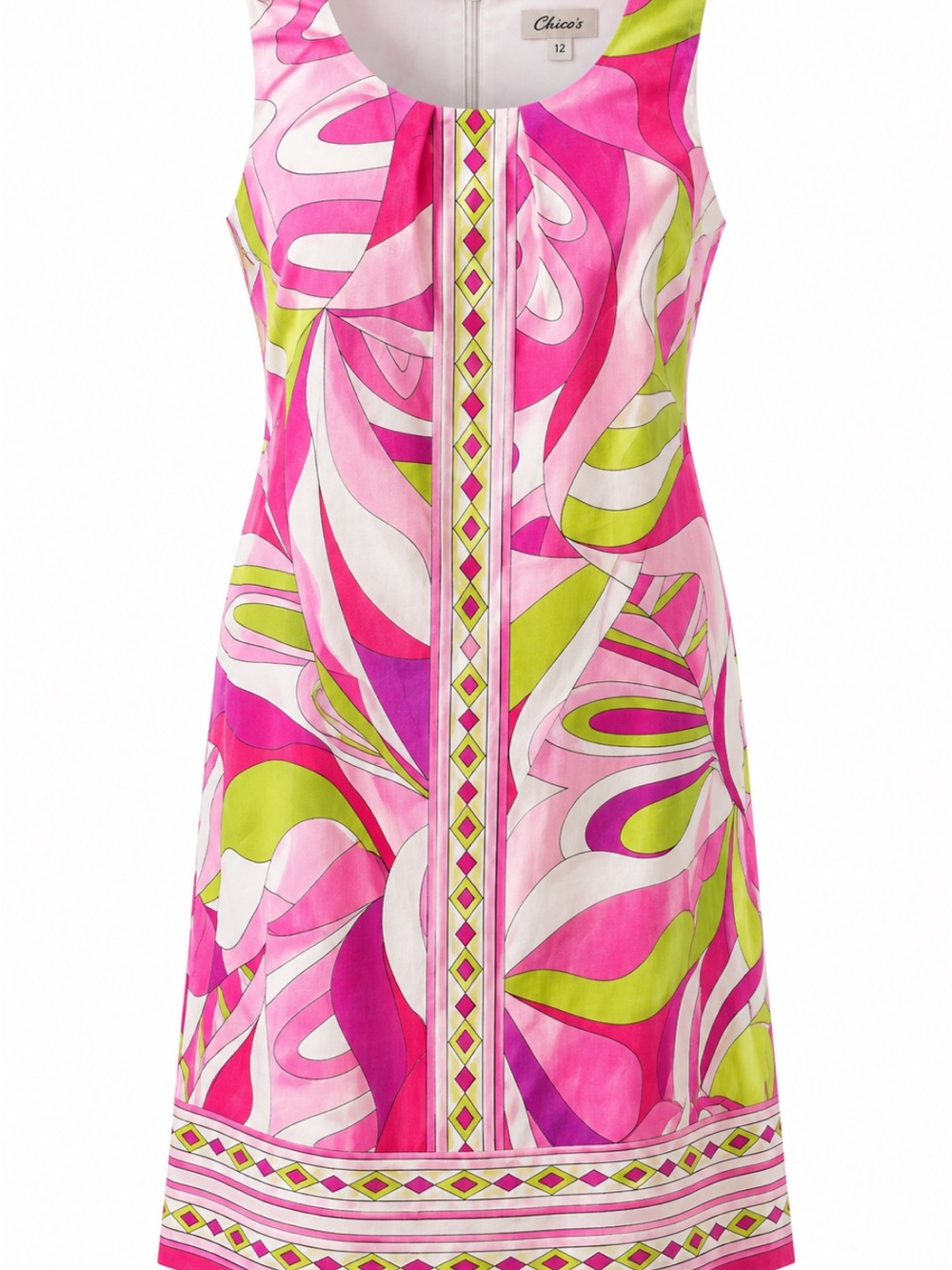 London Times Pink, Lime & White Printed Sleeveless Mini Dress